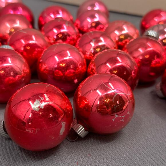 VTG Shiny Brite Glass Christmas Ornaments Pink Red 1 3/4" USA 2 Boxes 24 Balls - Picture 10 of 16